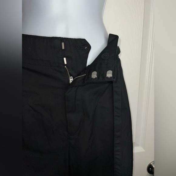 NWOT GAP Petites 12 Paperbag Khaki Straight Leg Pants Drawstring True Black 12P - Picture 7 of 13